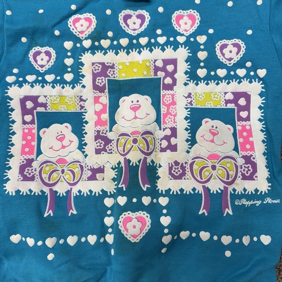 Vintage Girls Athletic Works Sweatsuit Purple Dogs Hearts Bows 80s 90s Size 5 - Picture 5 of 11